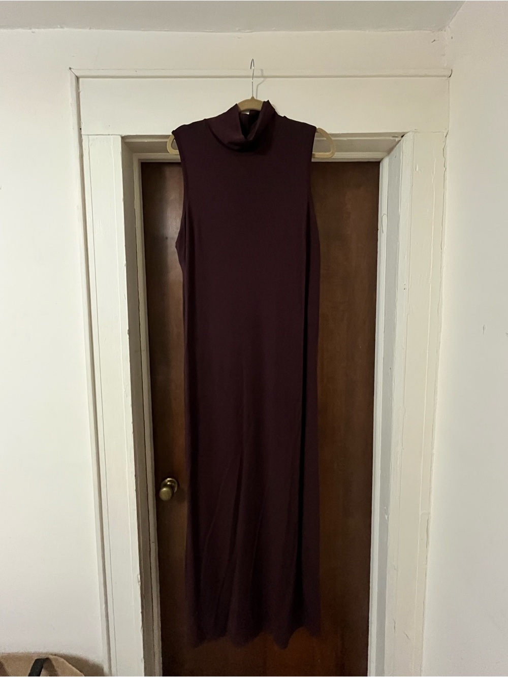 Jill sleeveless Turtleneck Maxi Dress in Deep Plum
